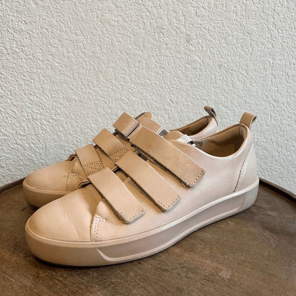 Ecco Pink Leather Soft 8 Three-Strap Modern Sneakers Women's Size 7